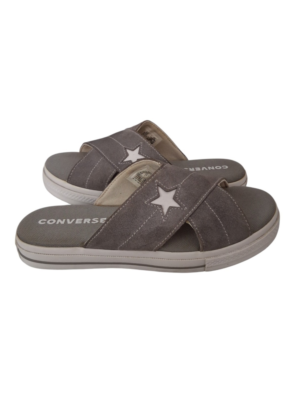 Converse One Star Suede Slides Grey Crisscross Sandals Slip On Shoes Womens 9.5